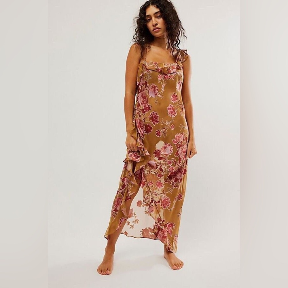 NWT Free People Bed of Roses Slip Gold Wood Combo size Medium - Picture 2 of 14